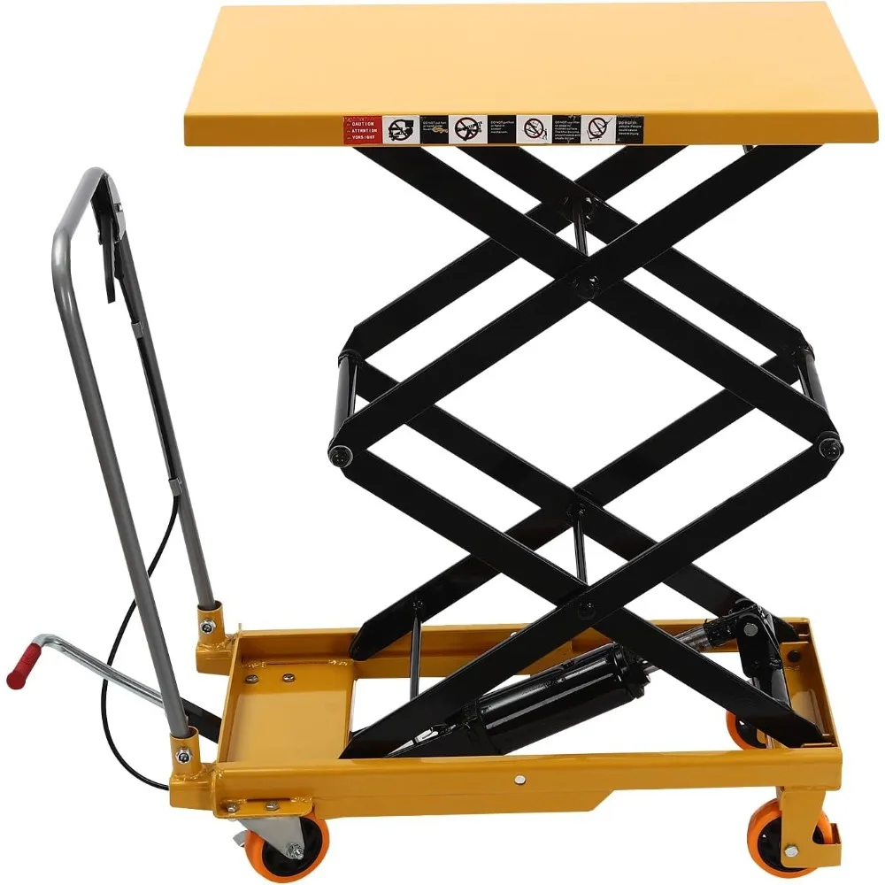 

330LBS Hydraulic Lift Table Cart, 45 Lifting Height Hydraulic Lift Table Manual Hydraulic Table Cart Double Scissor Pallet Truck