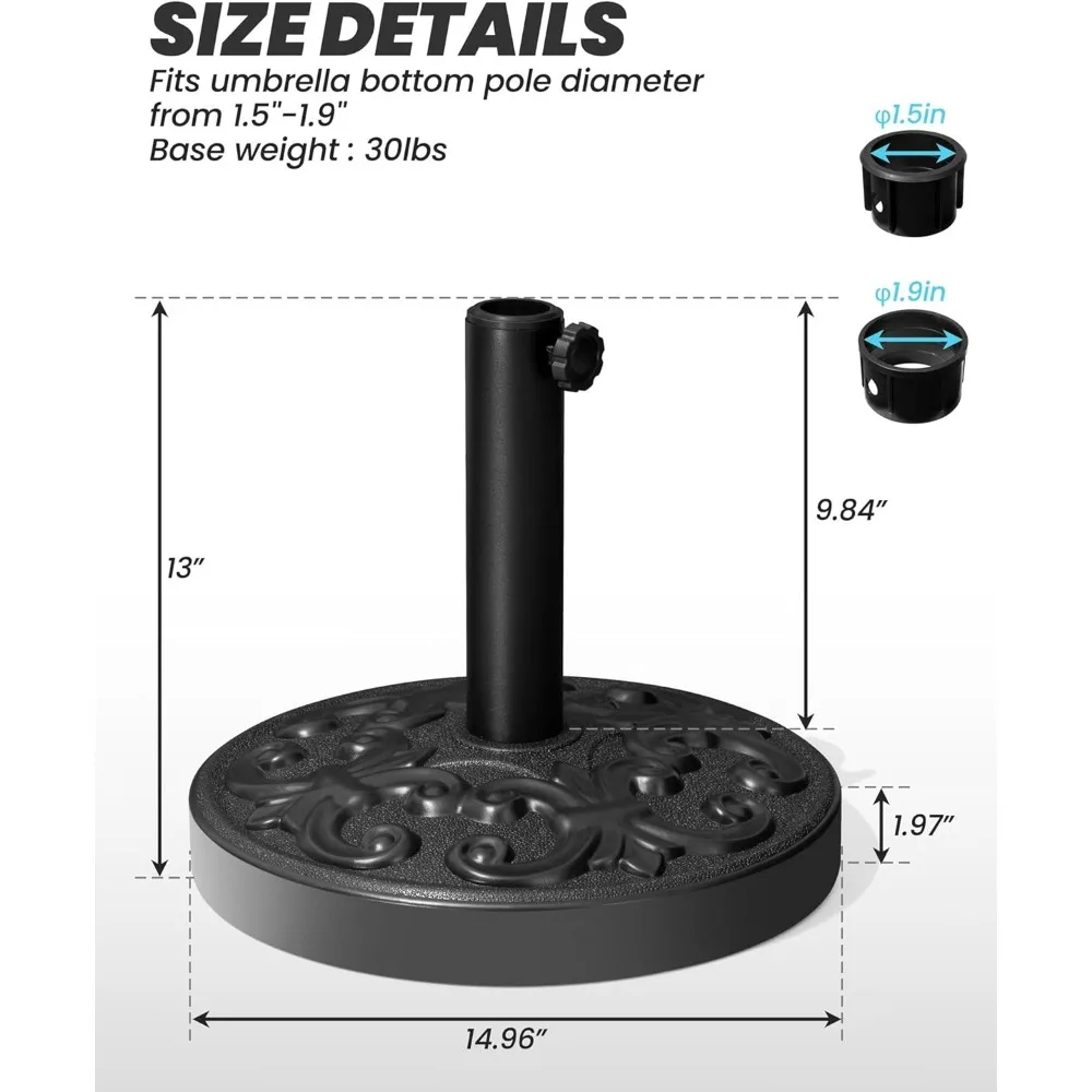 Patio Paraplu Basis, 30 Pond Zware Ronde Cement Paraplu Stand Voor Buiten, Dek, Gazon, Tuin,