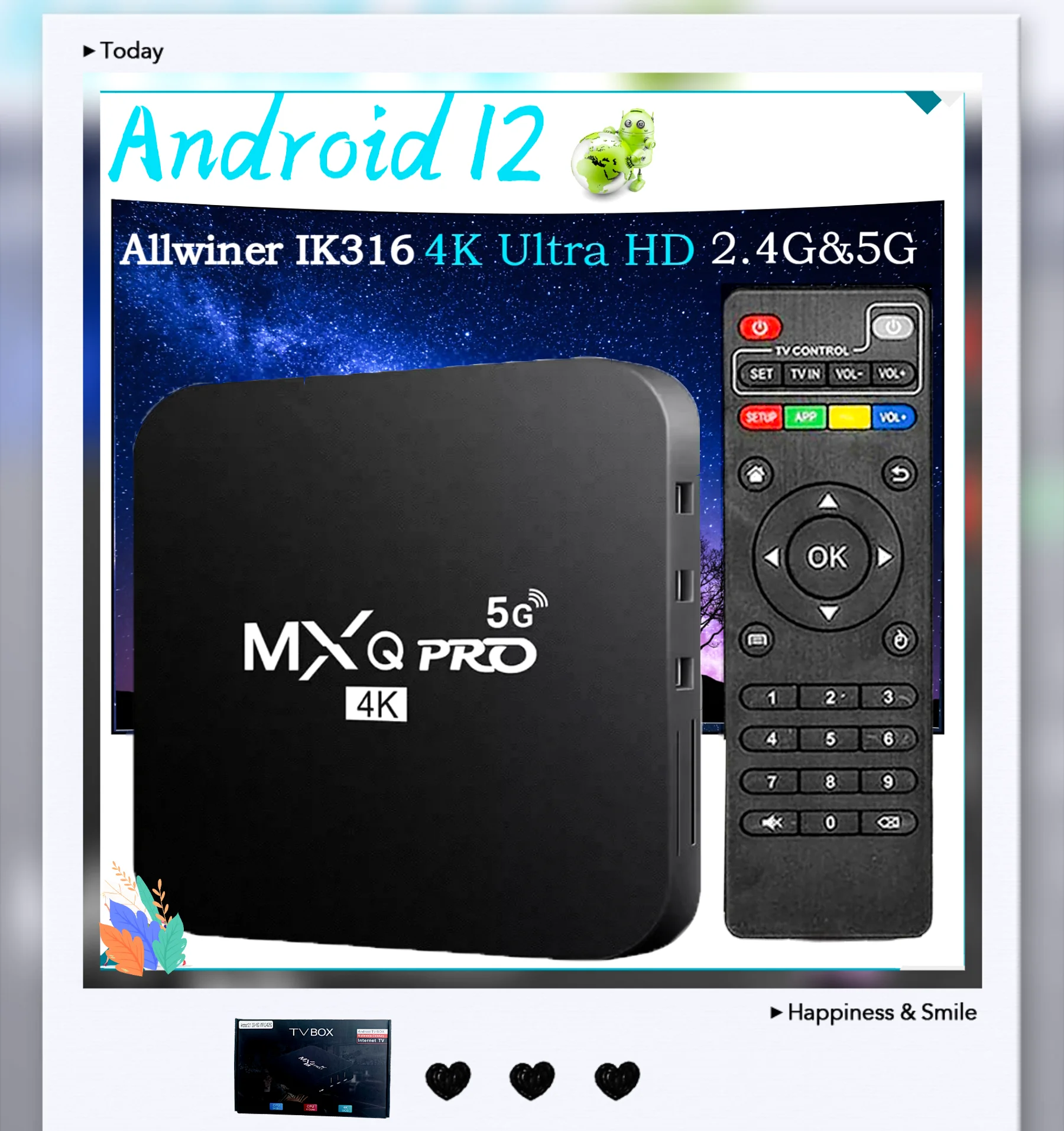 Update MXQ Smart TV Box Android12 4K IK316 2.4&5G Dual-WIFI And 3D Video Youtube Media Player Home Theater Android TV Box