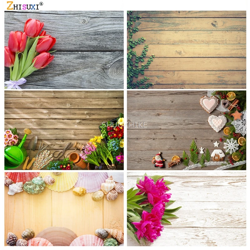 

SHUOZHIKE Thin Cloth Photography Backdrops Props Flower Wooden Floor Landscape Photo Studio Background 21213 HJMB-02