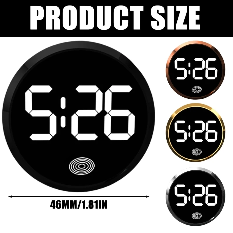 Portable Car LED Clock & Temperature Simple Designs Round Vehicel LED Clock High Brightness for Easy Reading