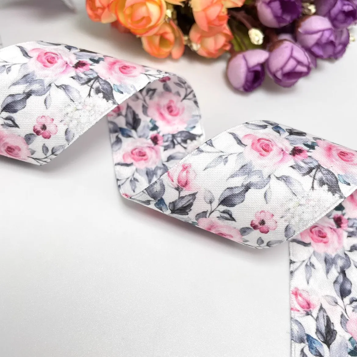 10 Yards 40mm double-sided  flower ribbon DIY handmade material Headwear for hair bows clothing shoesaccessories 23080101