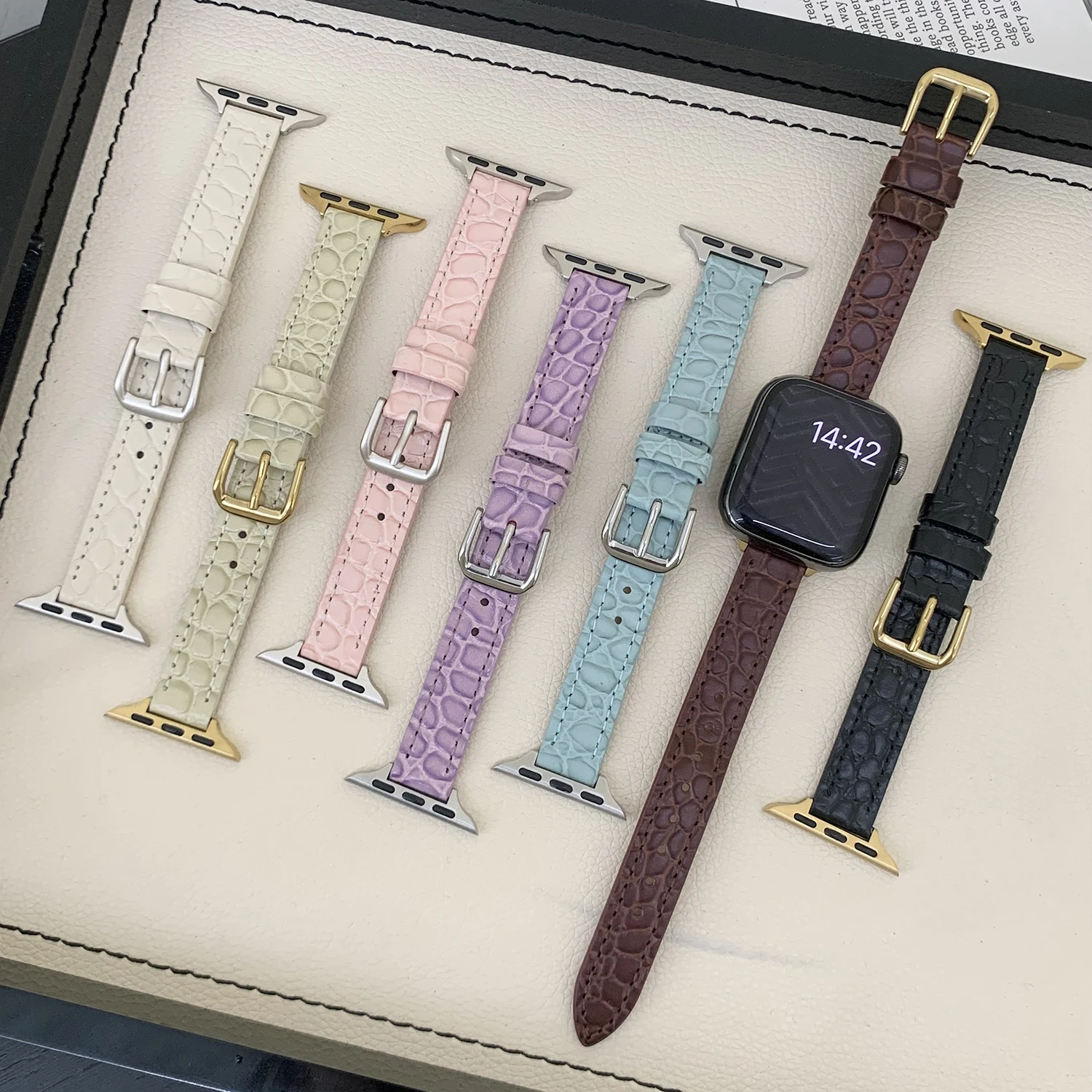 الملمس حزام من الجلد 14 مللي متر لساعة أبل 49 46 45 44 42-38 مللي متر S10 S11 الأعمال معصمه سوار ساعة اكسسوارات #1