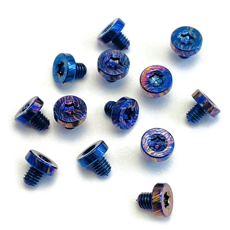 2 Ukuran Titanium Pisau Kustom Timascus Pola Damaskus M2.5 Sekrup T8 Torx Tombol Kepala Kuku Pengikat Spindle Rivet DIY Bagian