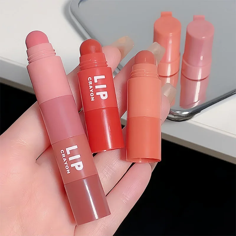 4 In 1 Cute Crayon Lipstick Waterproof Lasting Velvet Rose Purple Matte Lips Tint Easy To Color Sexy Nude Lips Makeup Cosmetics