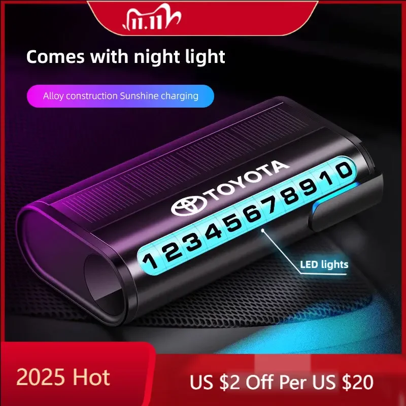 

Fot Toyota 2026, новые колпаки-концентраторы, солнечный автомобильный номер телефона, временные парковочные аксессуары для Toyota Corolla Yaris Aygo Prius Camr