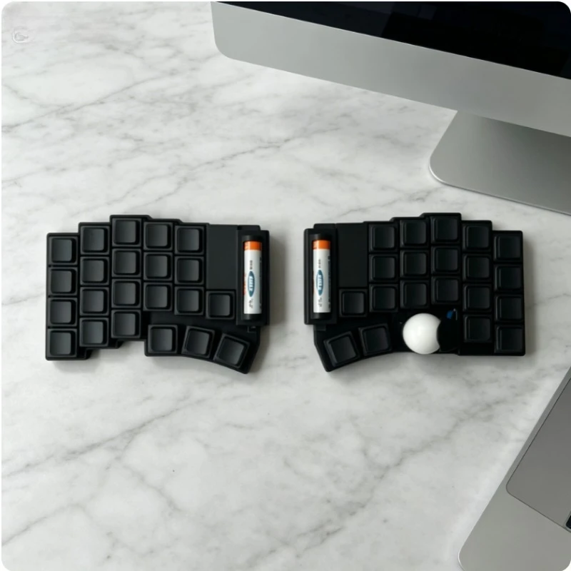 Voltball-3x5 Low Axis Trackball Split Keyboard Kailh Choc V2 Wireless Hot Swappable Mechanical Keyboard AA Battery for Gaming