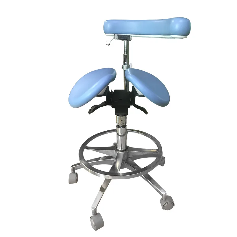 Workstation adjustable office laboratory rolling saddle with back support