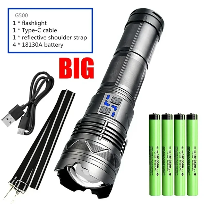 

XSXS-LED Сильный фонарик Самый мощный зарядный фонарик типа C Дальнее освещение Длительный фонарь для кемпинга