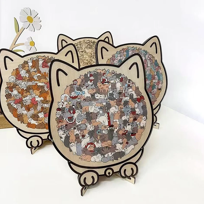 

Colored Cat Shaped Wooden Jigsaw Puzzle Cats Shaped Wooden Puzzle Early Education Irregular Puzzle Gifts For Home Decor Ornament