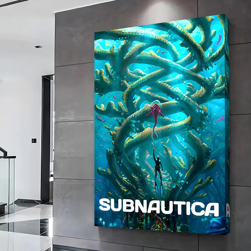 Subnautica Underwater Exploration Poster Customizable Printed Canvas Painting Wall Art Gift for Living Room Decorations Mural