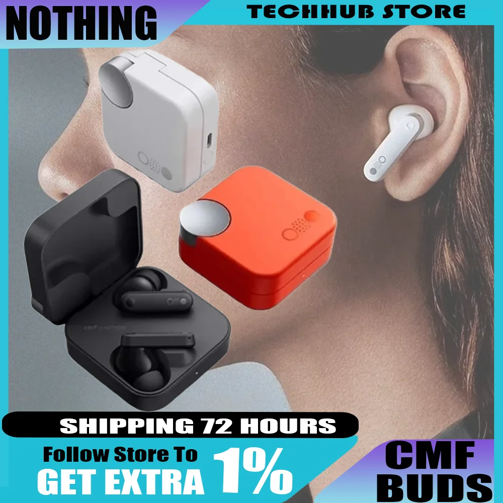 سماعة أذن لاسلكية CMF By Nothing Buds مزودة بتقنية البلوتوث 5.3 42dB 12.4 ملم ANC إلغاء الضوضاء النشط للألعاب الرياضات الإلكترونية IP54 الإصدار العالمي