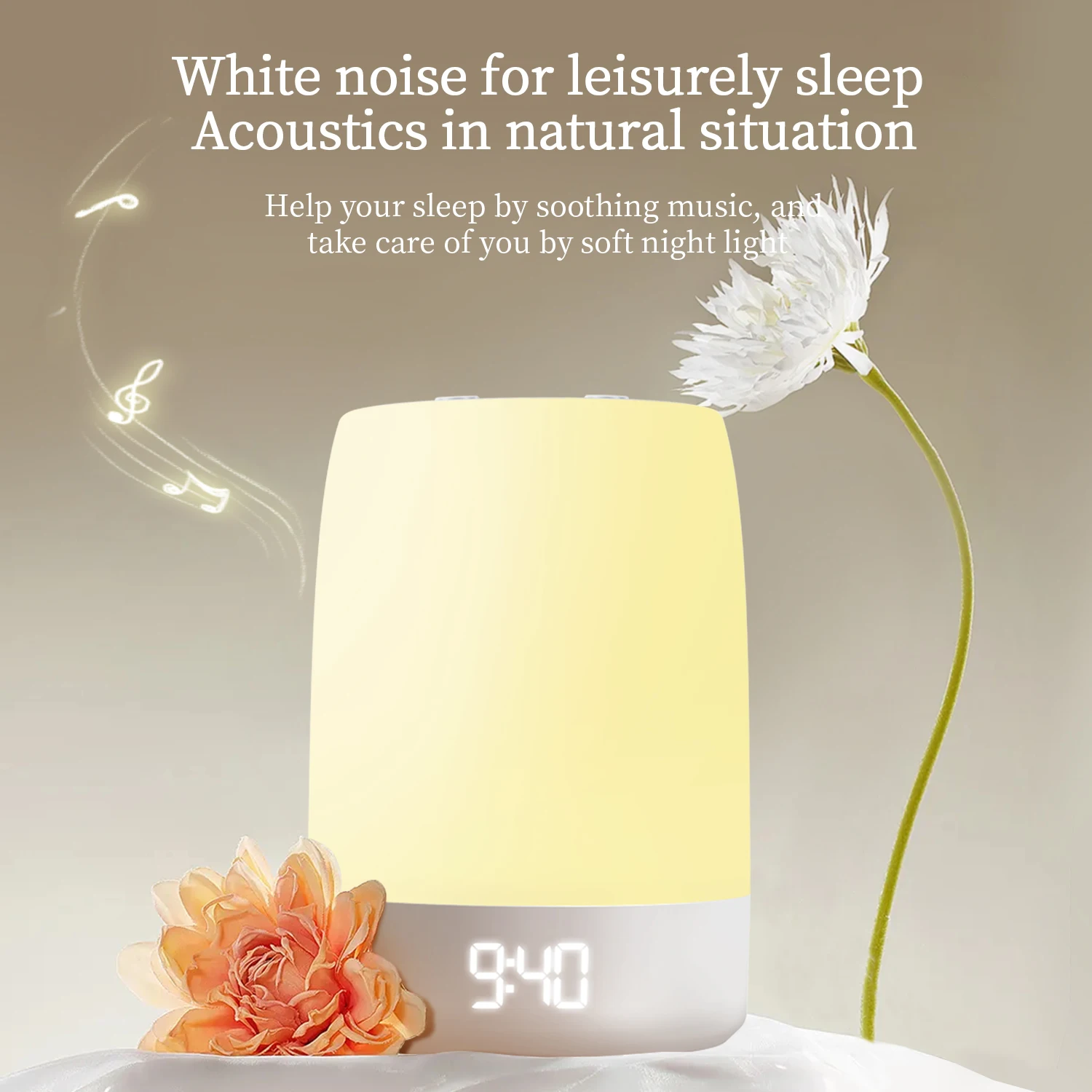 White Noise Speaker Smooth Natural Sound USB Rechargeable Timer Shutdown Sleep Audio Baby Sleep Relaxation Machine