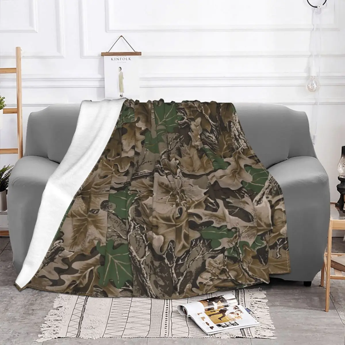 Real Tree Camouflage Camo Blanket Fleece Print Military Portable Warm Throw Blankets for Home Car Bedspread