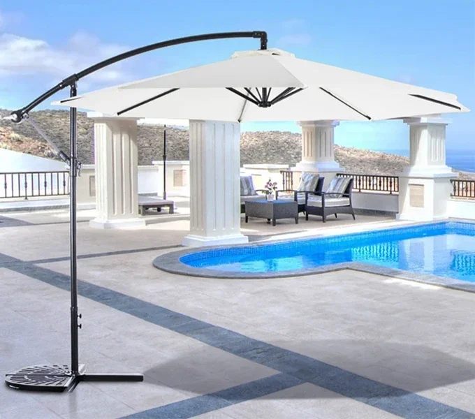 Waterproof Iron Outdoor Restaurant Umbrella Hanging Banana Sun Canvas Parasol for Garden Beach Courtyard Gym for Beach Gym