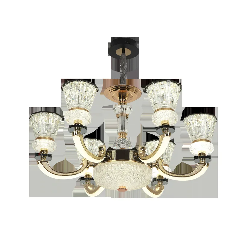 

Crystal chandelier, light luxury, European style, luxurious atmosphere, luminous headlights