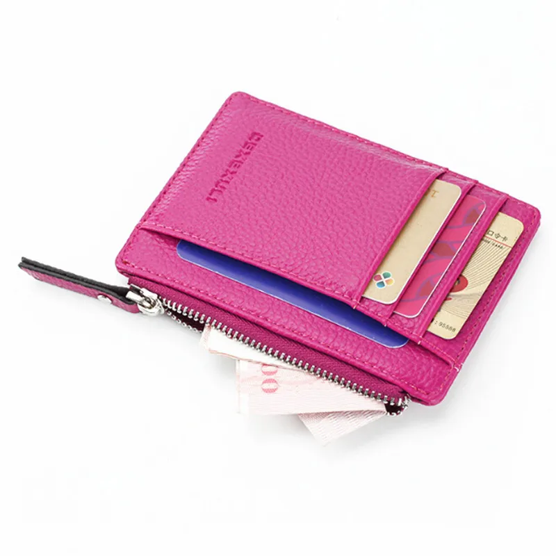 Mini Pu Leather Card Holders Women Zipper Wallet Bag Purse Small Men Wallet Pocket Ultra Thin