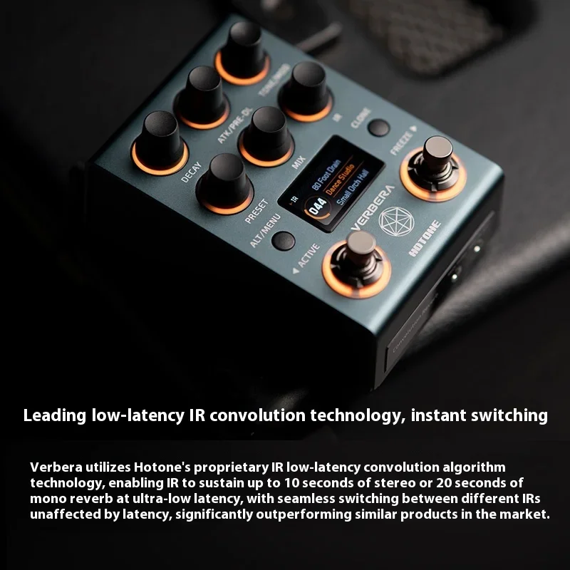Hotone Verbera Convolution Reverb Pedal Stereo Convolution Reverb Pedal 2 مع محرك الأشعة تحت الحمراء وشاشة LCD وUSB لاستنساخ الأشعة تحت الحمراء