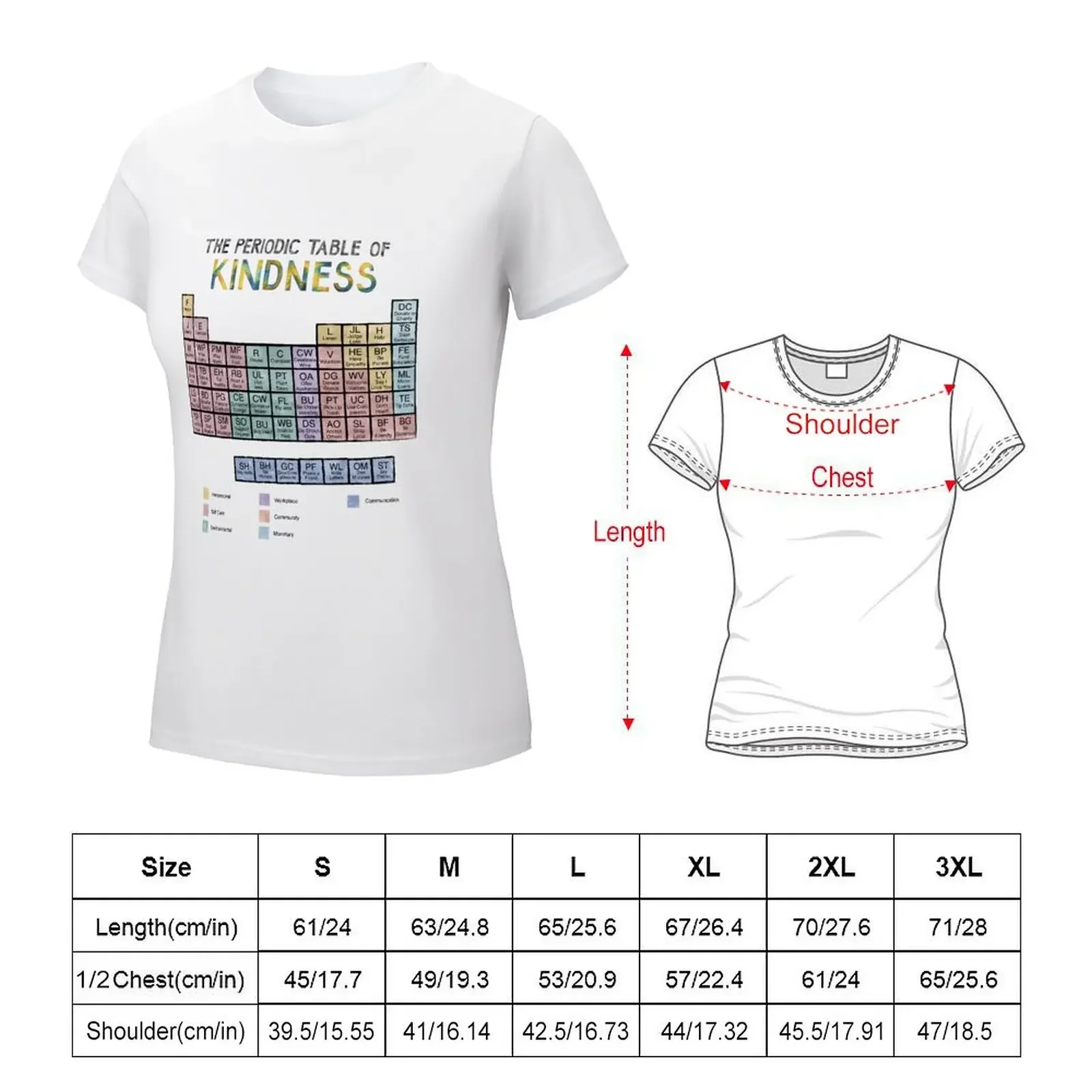 Periodic Table of Kindness T-shirt Aesthetic clothing animal print shirt for girls summer tops t shirts for Womens