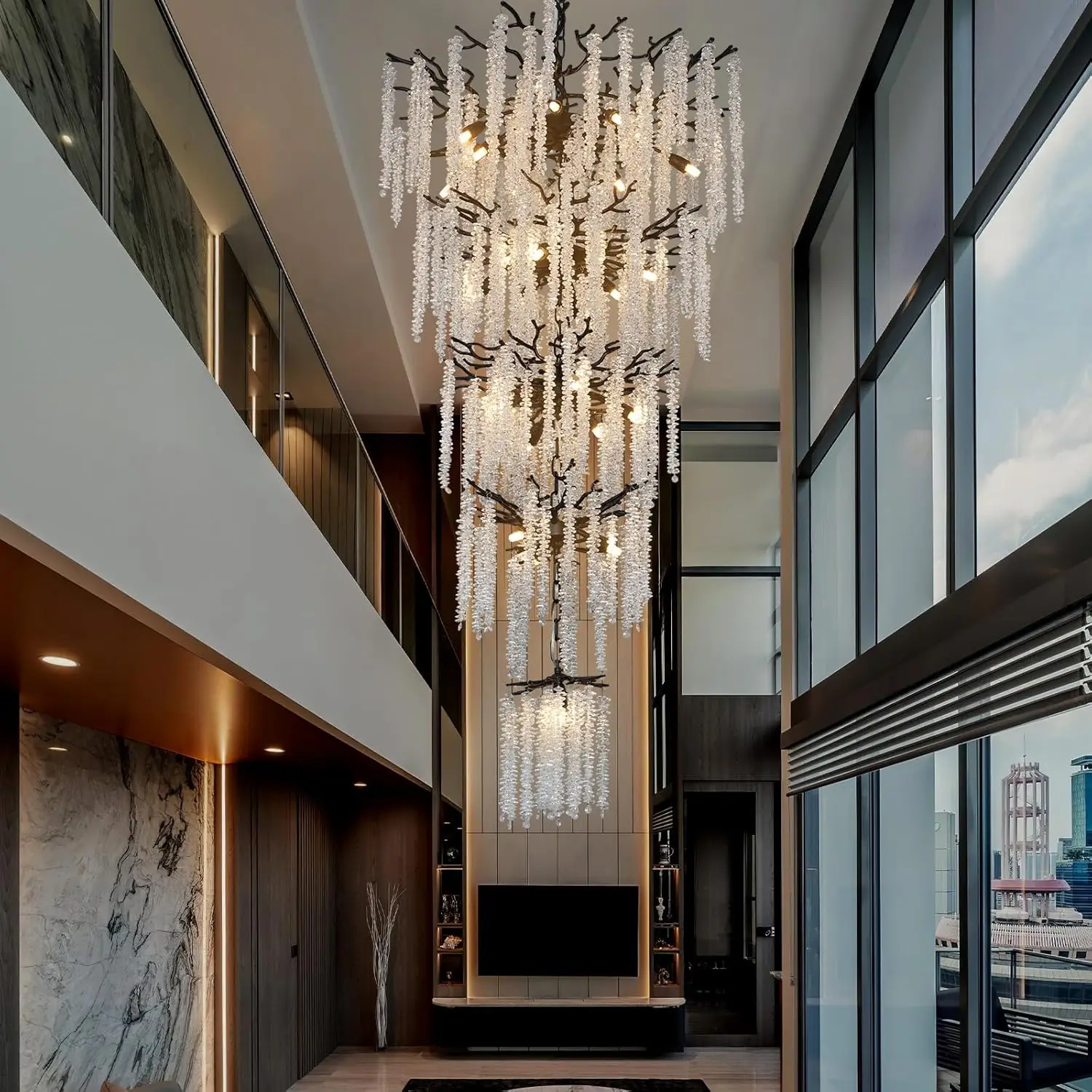 French Elegance Crystal Pendant Chandelier Aluminum Brass Gold Silver Black Dimmable Ceilings Lustre for Hotel Villa Staircase