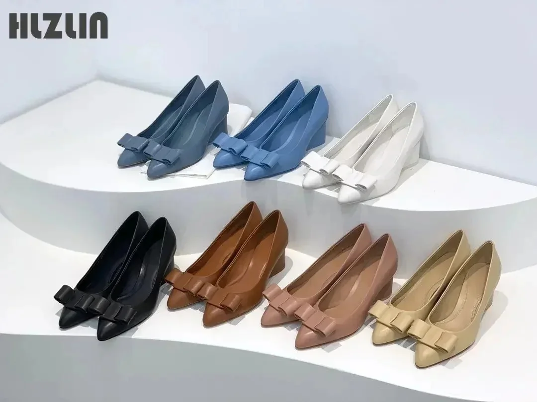 2026 new Women's leather loafers, low-heeled moccasins with bows, light ballet flats spring and autumn view 2
