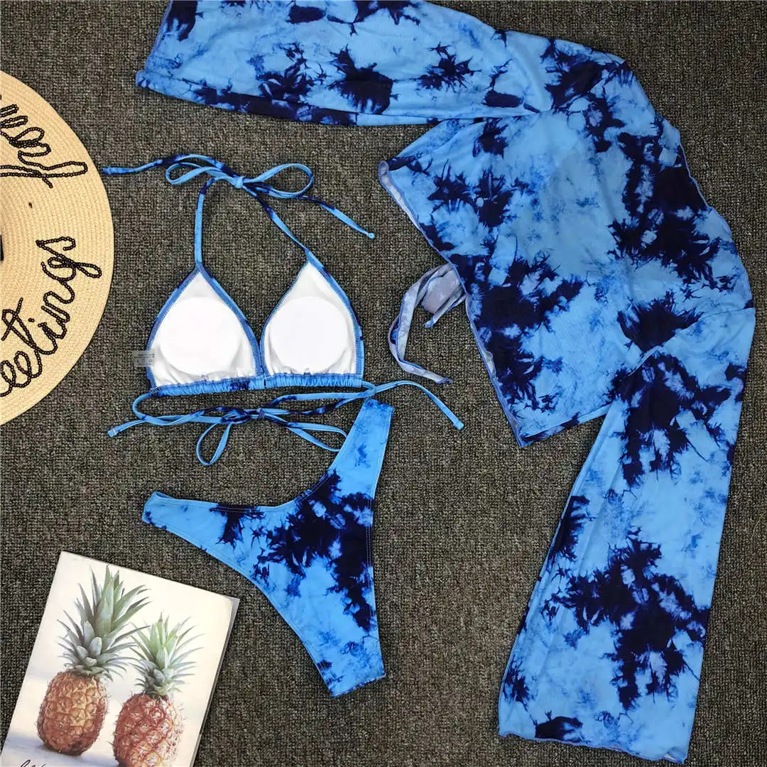 Neuer sexy Batik-Bikini, Damen-Badeanzug, dreiteiliges Bikini-Set, Neckholder-Badeanzug, Badebekleidung, Strandmode für Damen V1878P – Detail 38