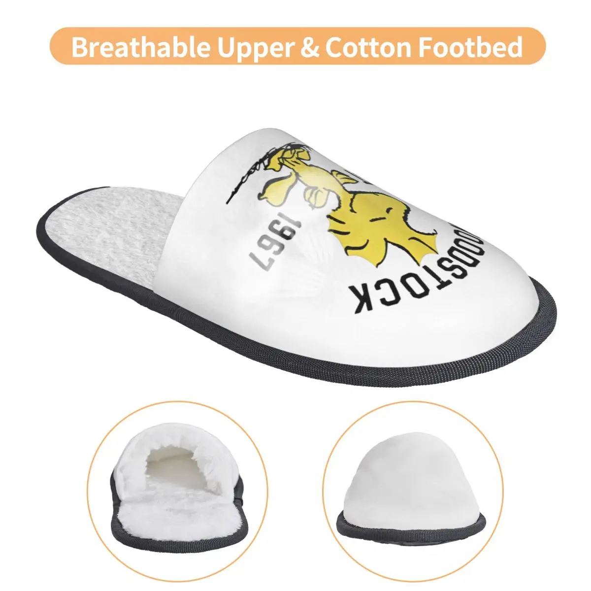 Snoopy Peanuts Woodstock 1967 Indoor Slippers with Memory Foam Slipper Gift for Women Men House Shoes with Anti-Skid Sole