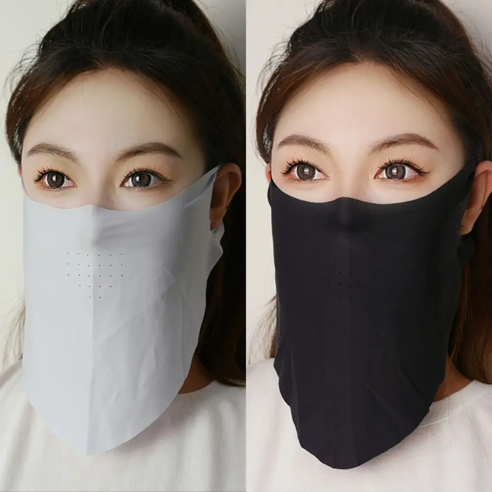 Masker pelindung terik matahari, syal wajah pelindung UV warna Solid, penutup pembungkus leher tahan matahari, syal wajah musim panas