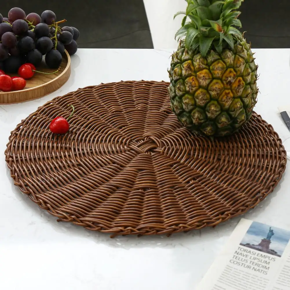 Placemat Heat Insulation Imitation Rattan Woven Table Protection Plastic Beverage Drinking Cup Coaster Household Use