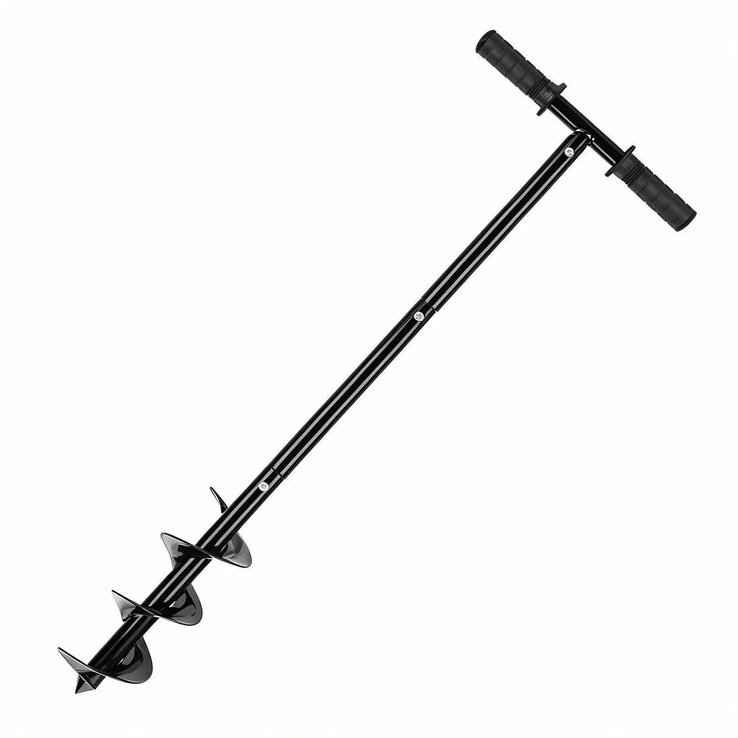 Taladro manual para tierra de 60-85 cm, ajustable, de 10 cm de diámetro, con mango antideslizante extraíble para taladro de plantas de jardín