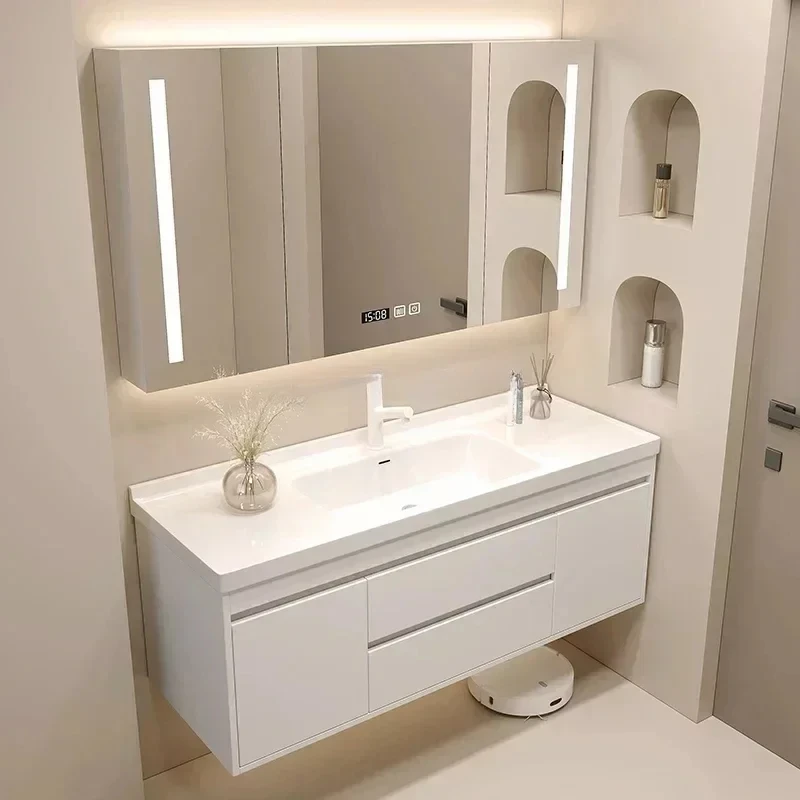 Washbasin Mirror Drawer Wall White Bathroom Cabinets Vanity Luxury Bathroom Cabinets Make Up Organizer Gabinete Room Furniture