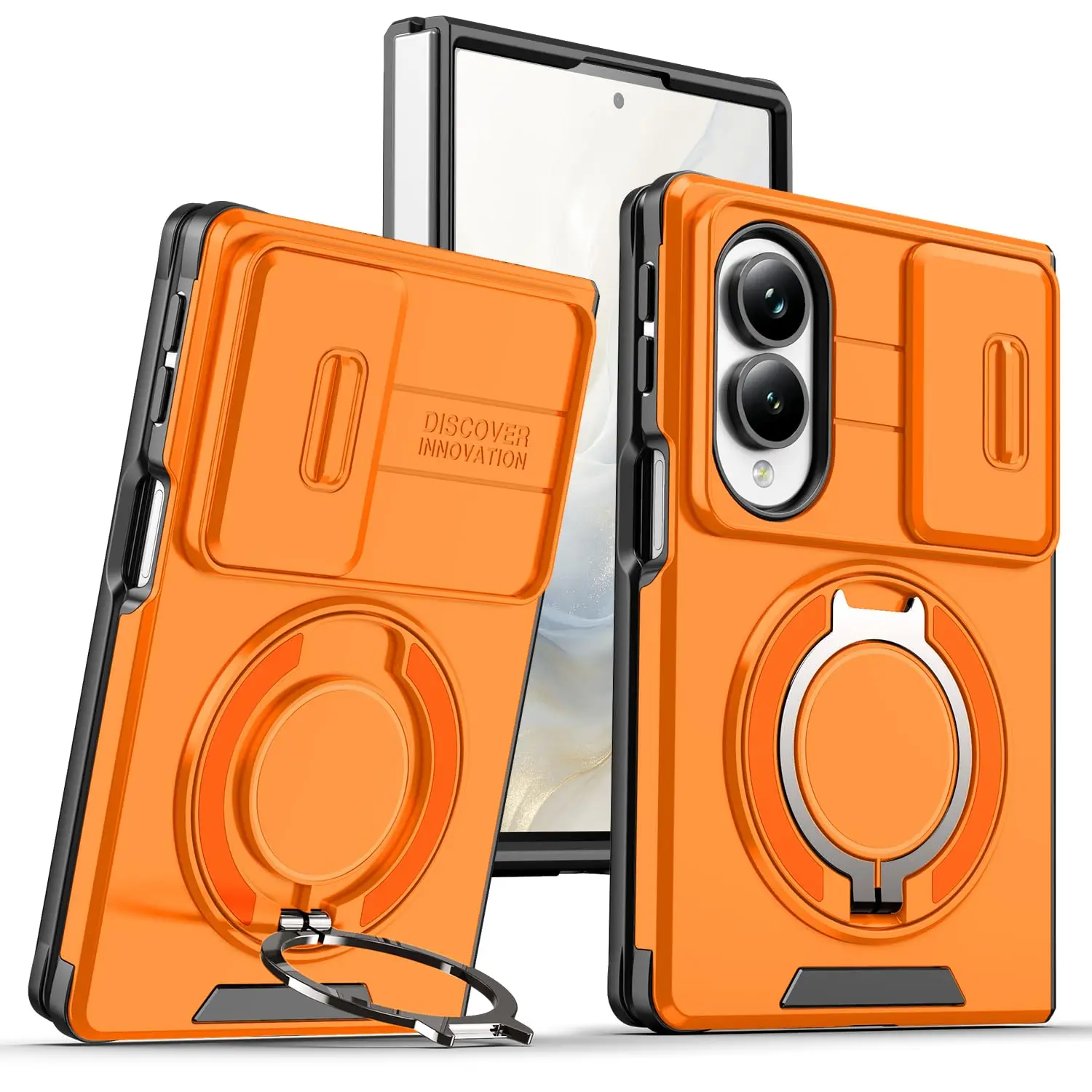 Luxury Phone Case for Samsung Galaxy Z Fold 8 Ultra 7 6 Z FIip 8/7/6 with Rotating Magnetic Wireless Charging Bracket