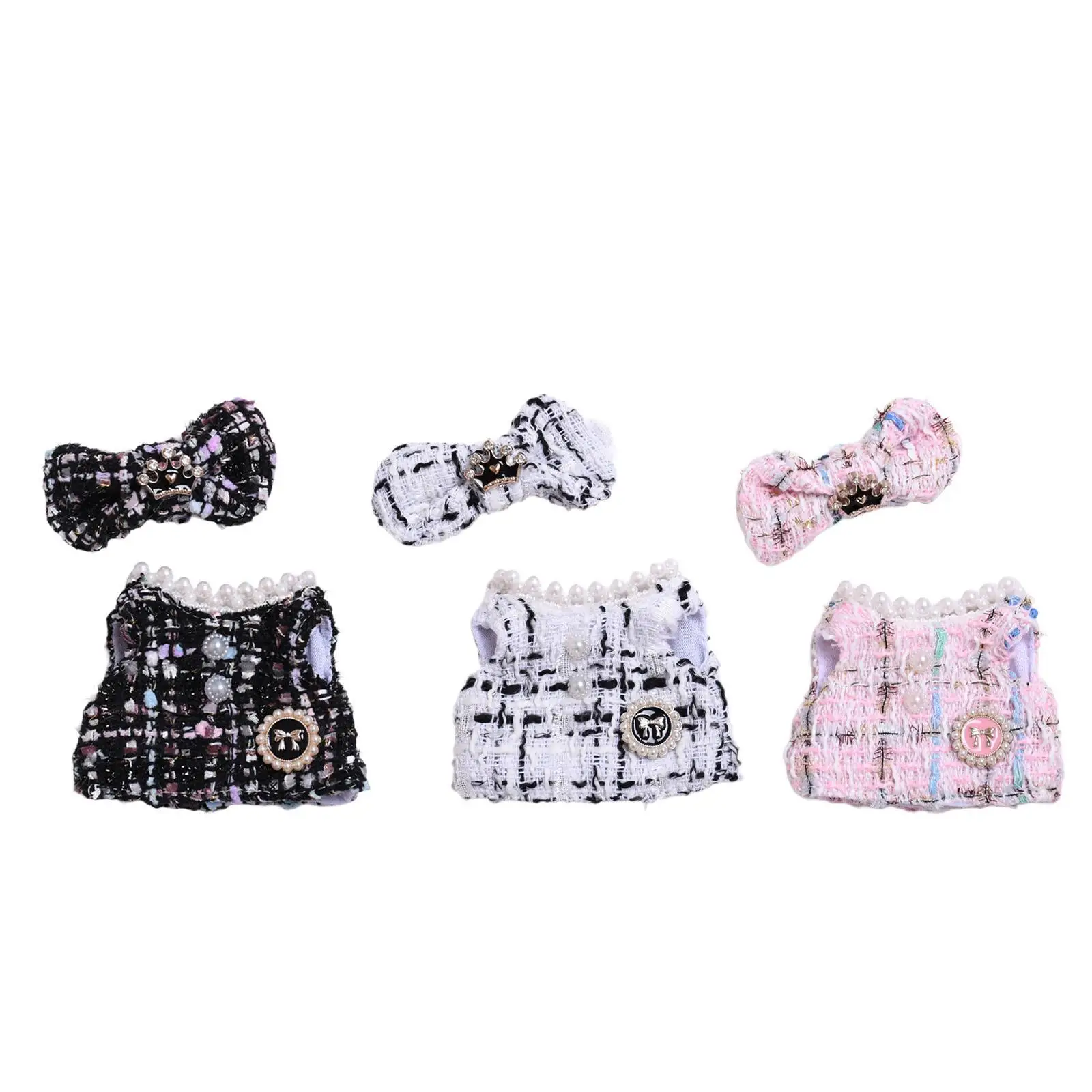 2Pcs Dolls Dress and Bow Hairpin Costume Accs Outfits for 15-17cm Dolls Birthday Gifts, Thanksgiving Gifts