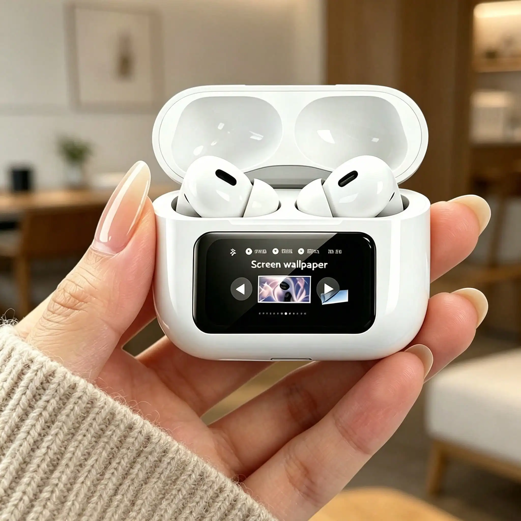 

Wireless Bluetooth Earphones, LCD Full-Color Touchscreen, 20-Hour Long Battery Life, Lightweight And Portable,