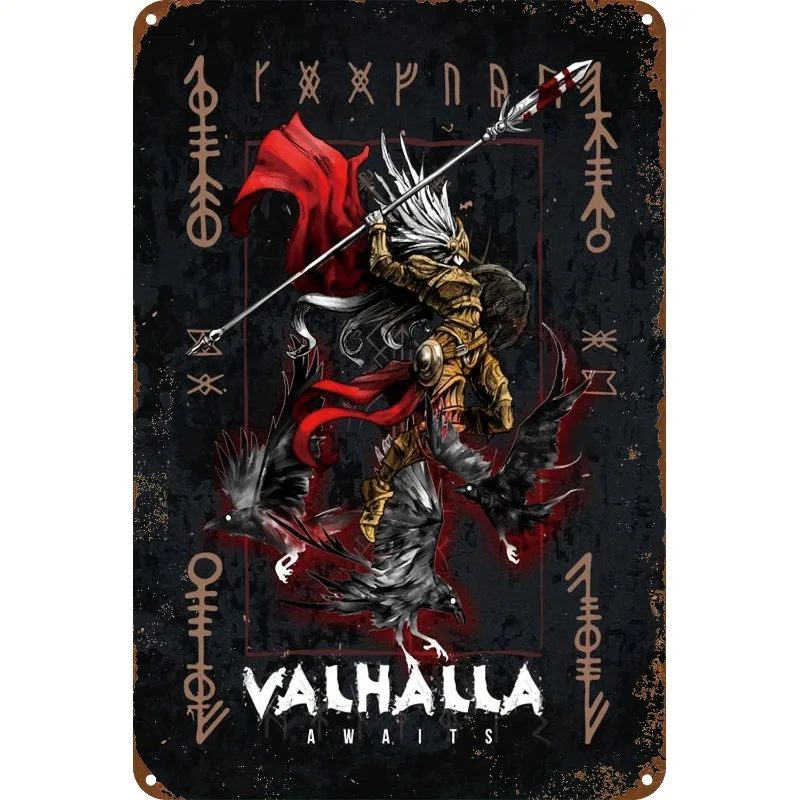 

Алюминиевый металлический знак Warrior «Valhalla Awaits», настенная декоративная табличка для дома, 7,9x11,8 дюйма/11,8x17,7 дюйма