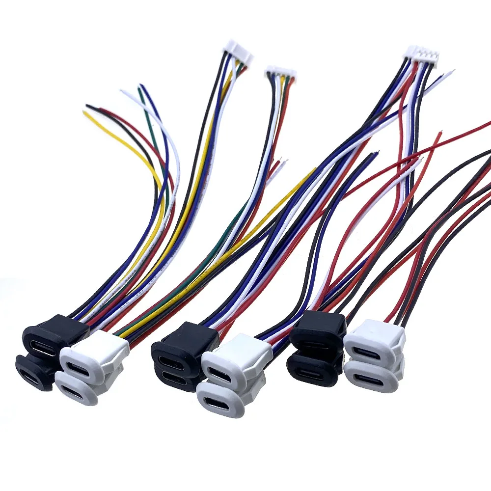 2 4 6-контактный водонепроницаемый USB-разъем типа USB-C, гнездовая база прямого сжатия, гнездовая розетка, интерфейс зарядки со сварочной проволокой