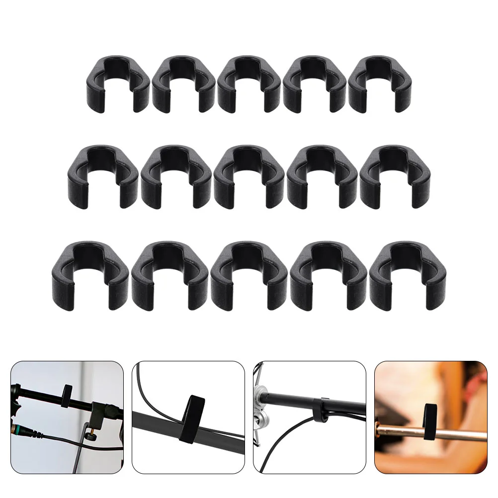 15 Pcs Microphone Clip for Stand Bracket Supplies Black Cables Clamp Organizer Plastic Clips