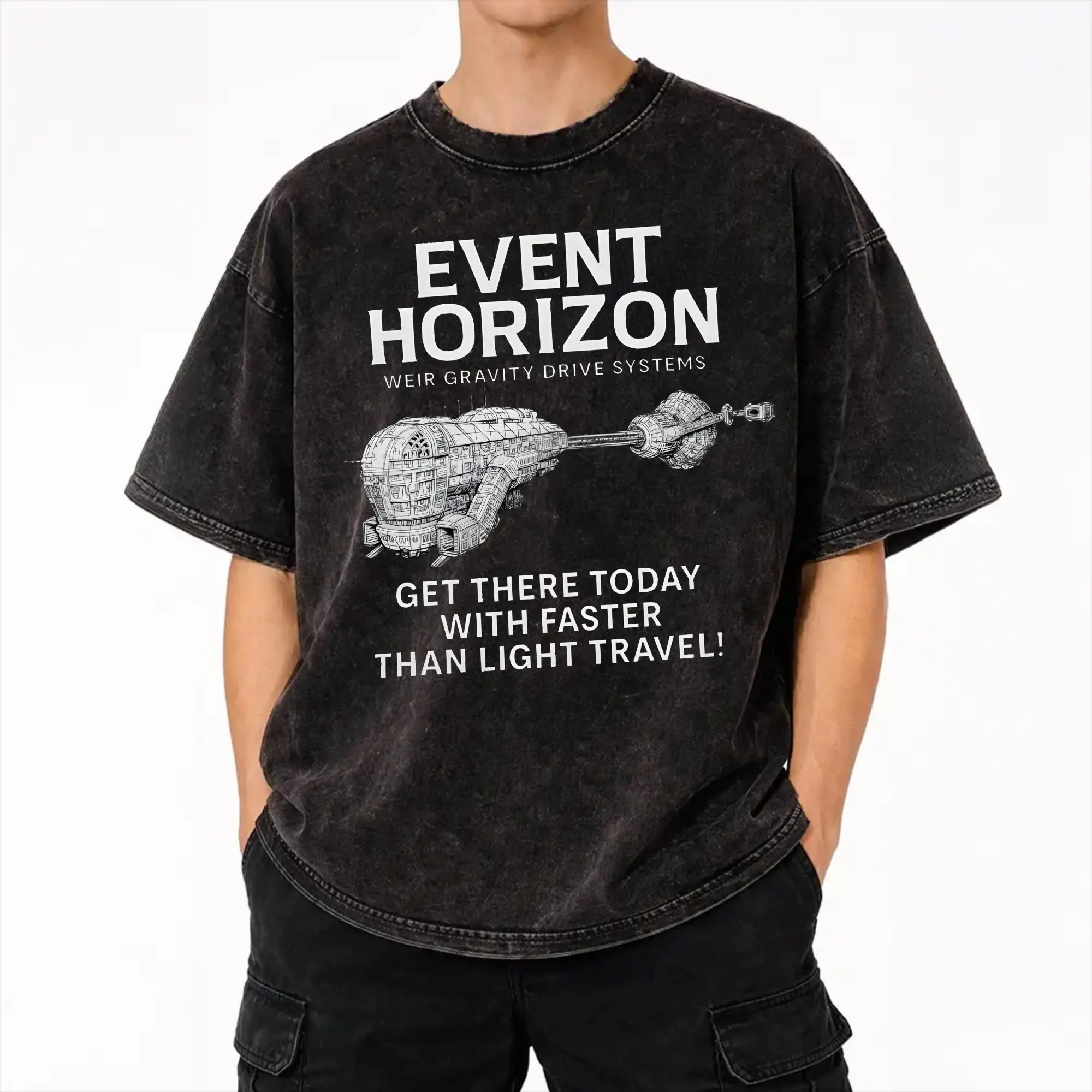 Printed Event Horizon  Washed T Shirt Merch Harajuku T-Shirts  for Men Women Tee