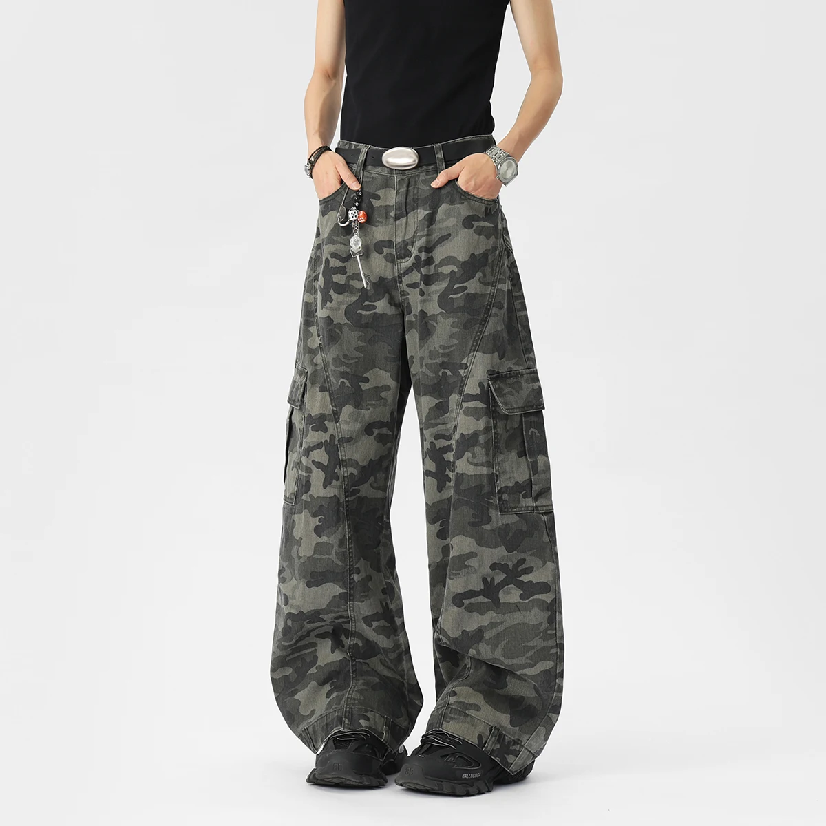 

LAPPSTER 100% хлопок камуфляжные мужские брюки-карго большие мешковатые рабочие брюки камуфляжные тактические корейские модные брюки-шаровары для бега