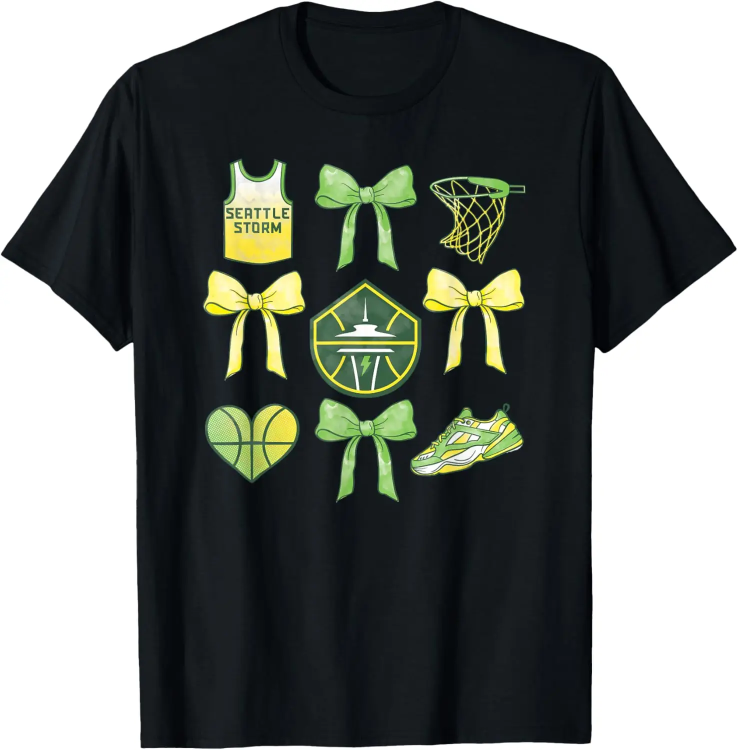 WNBA Bow Grid T-Shirt 100% Cotton Trendy Y2K Short-Sleeve Tee-Soft, Quick-Drying, Moisture-Wicking; Ideal Sports Casual Wear;