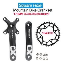 Mountain Bike Square Hole Crank 104BCD 32/34/36/38/40/42T Sprocket Square Hole Crankset  8/9/10/11 Speed MTB Bicycle Crankset