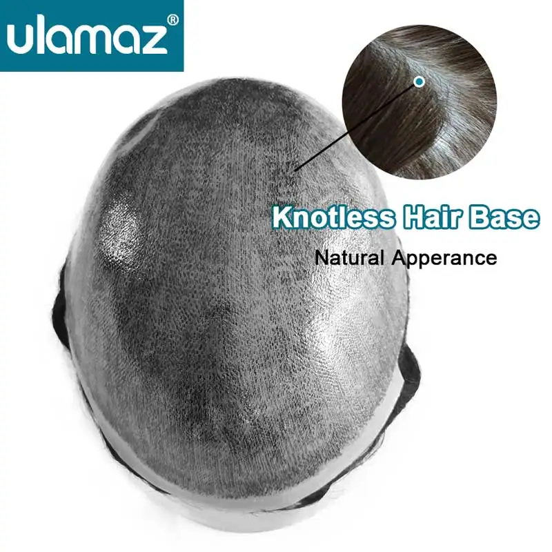 Knotless Skin Hair System For Men 0.1-0.12mm Microskin Male Hair Prosthesis Human Hair Men\'s Toupees Hair Prosthesis Man Wig PU