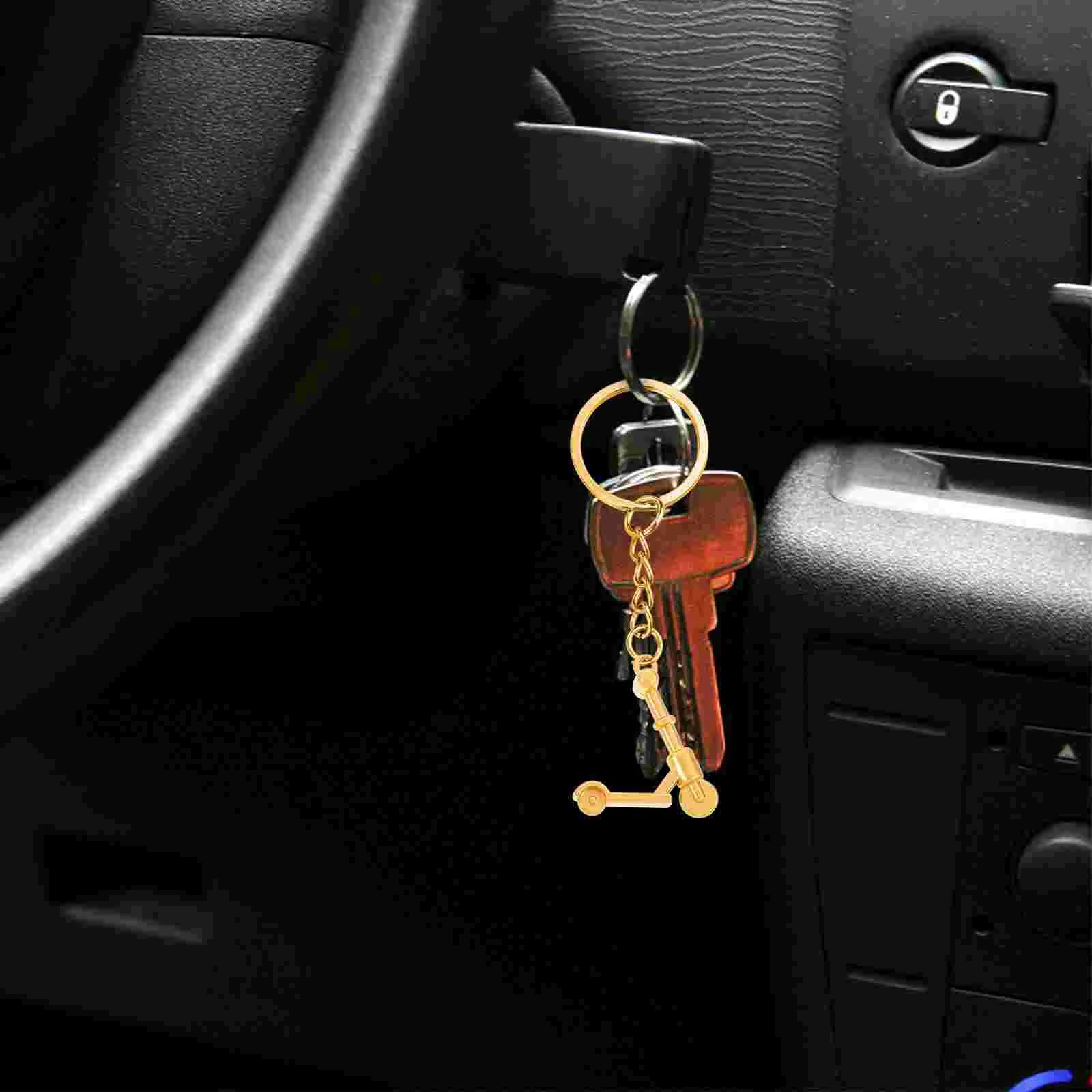 3 Pcs Key Fob Scooter Keychain Ring Handbag Car Decor Hanging Kick Mini Zinc Alloy