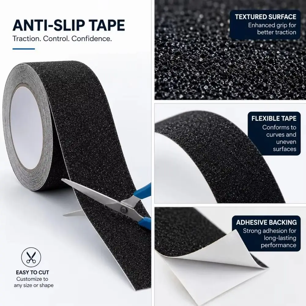 Durable Adhesive Tape Stairs Tapes Water-proof High Friction Anti Slip Stickers Safety 5m Warning Stripes Bathroom