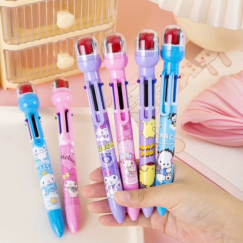 

1PC Six color ballpoint pen, roller seal, multifunctional press, medium oil pen