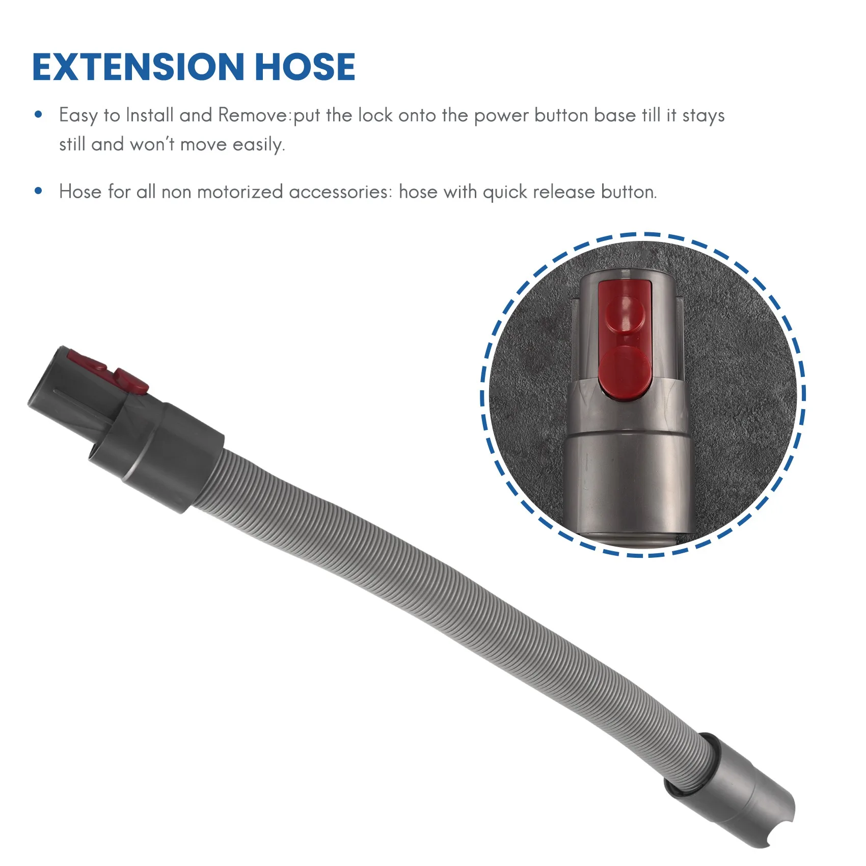 Extension Hose and Trigger Lock for Dyson - Flexible Hose and Switch Holder for Dyson V15 V11 V10 V8 V7 Vacuum Cleaner