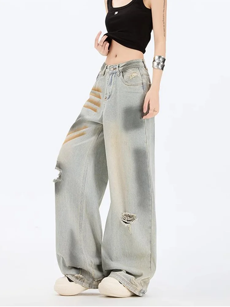 

Women's Striped Casual Jeans Y2K Korean Harajuku High Street Aesthetic High Waist 2000S Style Wide Leg Jeans Pants Clothing 2025