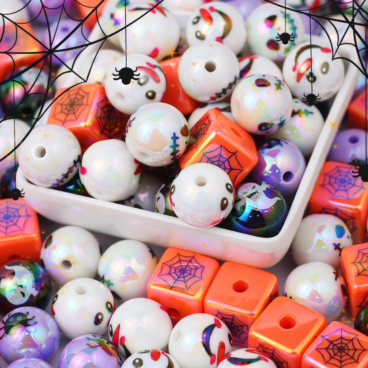 

5Pcs 15-16mm Halloween Style Acrylic Beads Spacer Loose Beads For Jewelry Making DIY Bracelets Necklace Pendants Accessories