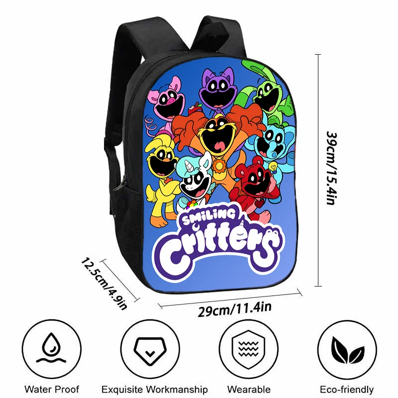 Mochila sorridente Cartoon Schoolbag, Mochilas leves para crianças, Sacos de livros para meninas