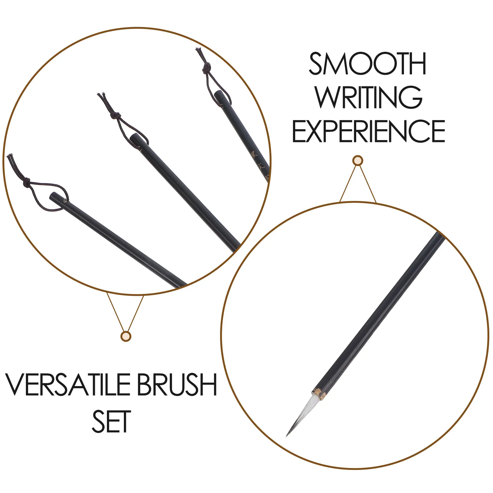 3Pcs Chinese Paintbrush Set for Fine Line Drawing Bird Flower Detailing Traditional Calligraphy Brushes